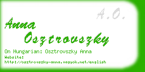 anna osztrovszky business card